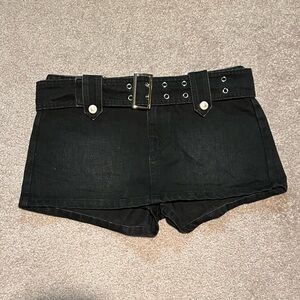 Princess Polly Black Belted Denim Shorts